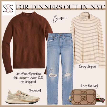 Under$50 brown sweater with Madewell layers and a Gucci bag and Nike sneakers with target jeans 

#LTKHoliday #LTKsalealert #LTKCyberweek