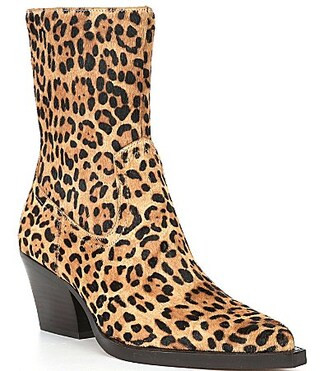 Dolce Vita Rutger Leopard Calf Hair Pointed Toe Booties - 8 | Dillard's