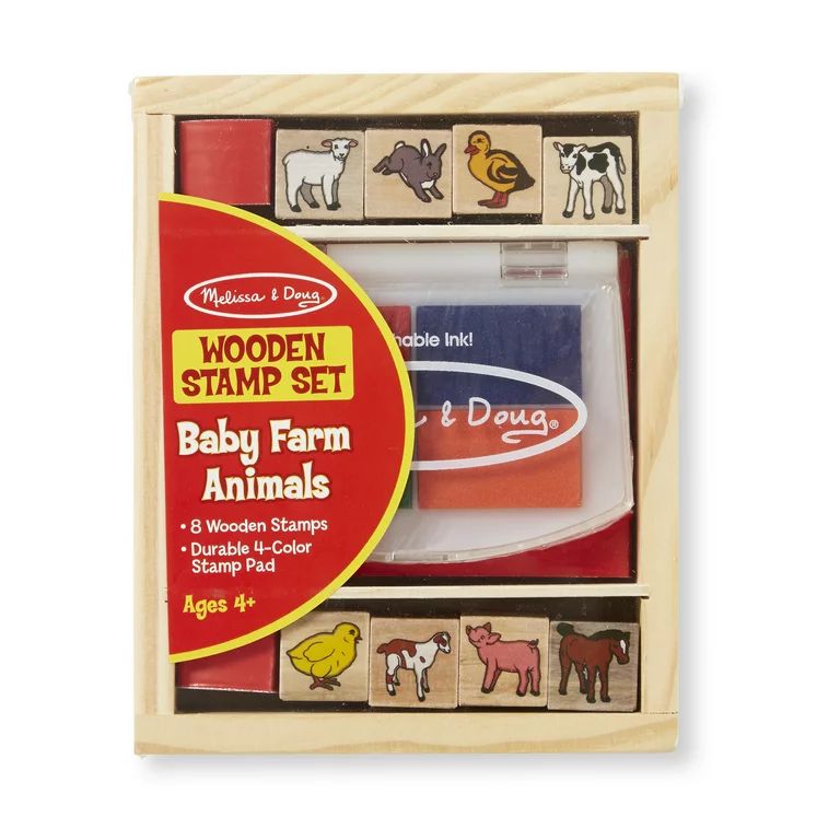 Melissa & Doug Baby Farm Animals Stamp Set With 8 Wooden Stamps and Four-Color Stamp Pad | Walmart (US)