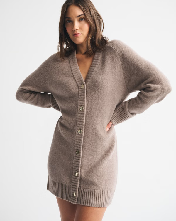 Long-Sleeve Cardigan Mini Sweater Dress | Abercrombie & Fitch (US)