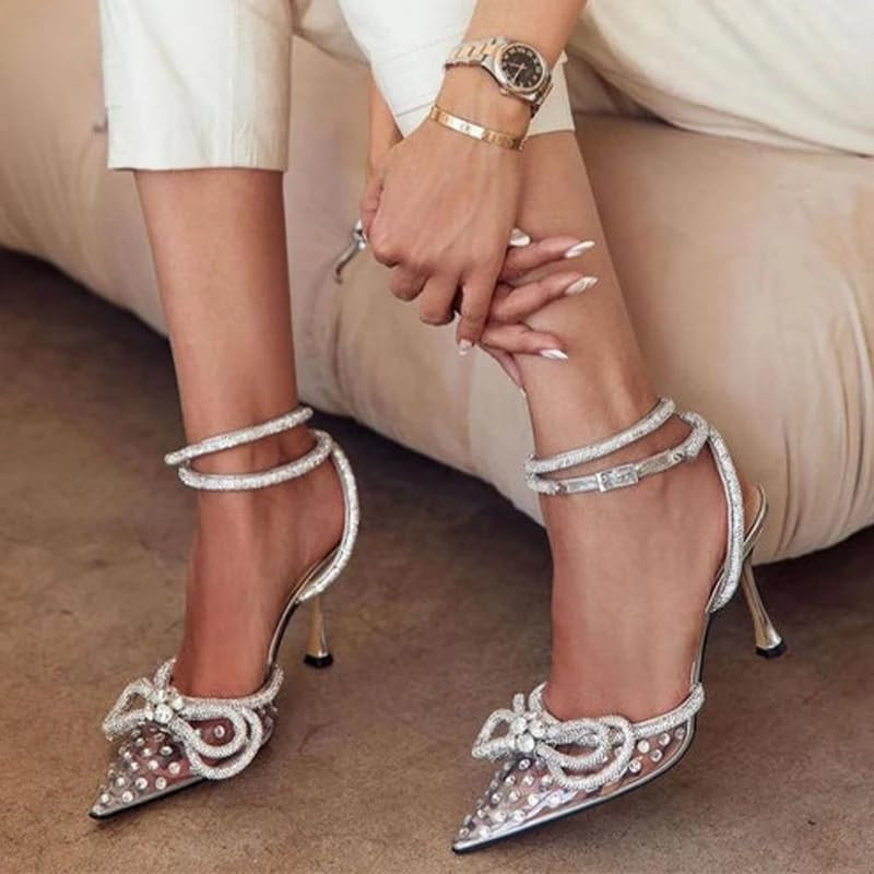 DREAM PAIRS Women's High Heels Destiny Closed Toe Strappy Heels Sexy Rhinestone Ankle Strap Pumps We | Amazon (US)