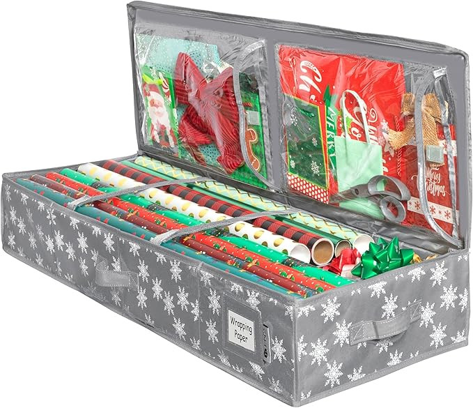 Wrapping Paper Storage Container – Fits up to 27 Rolls 1 3/8” Diam. - Underbed Gift Wrap Orga... | Amazon (US)