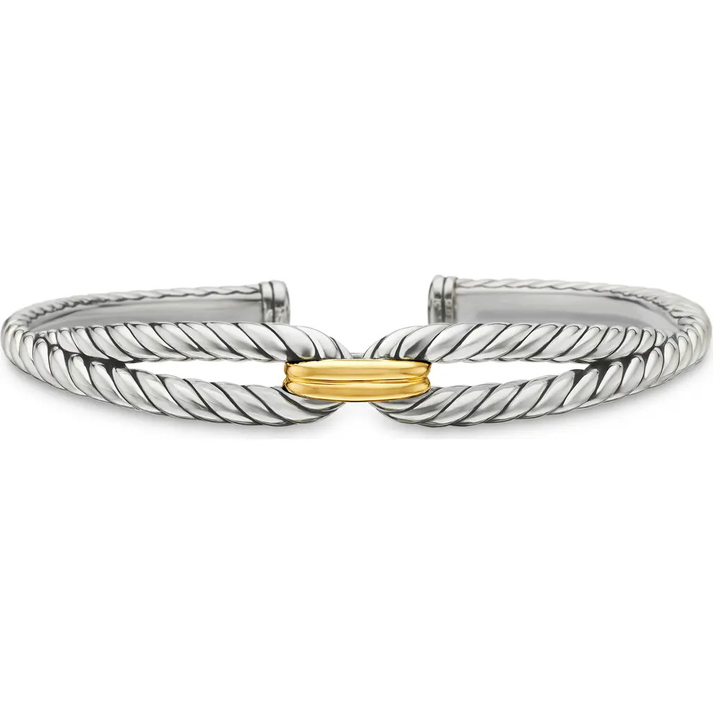 David Yurman Cable Loop Bracelet with 18K Gold in Yellow Gold/Sterling Silver at Nordstrom, Size Medium | Nordstrom