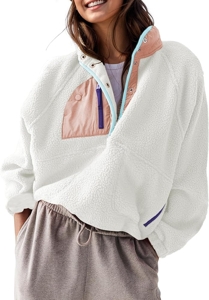 AMEBELLE Women’s Lightweight Fleece Pullover Jacket Cropped Fall Winter Fuzzy Sherpa Jacket Swe... | Amazon (US)