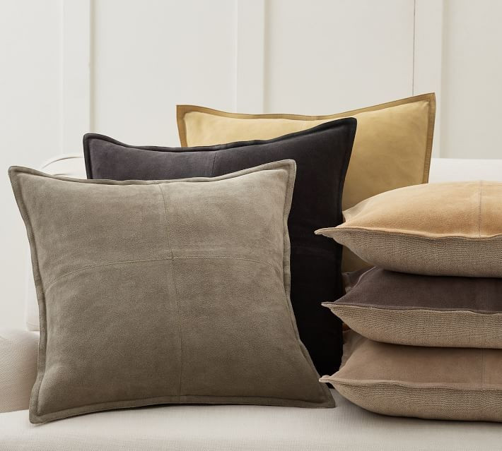 Pieced Suede Pillow Covers | Pottery Barn (US)
