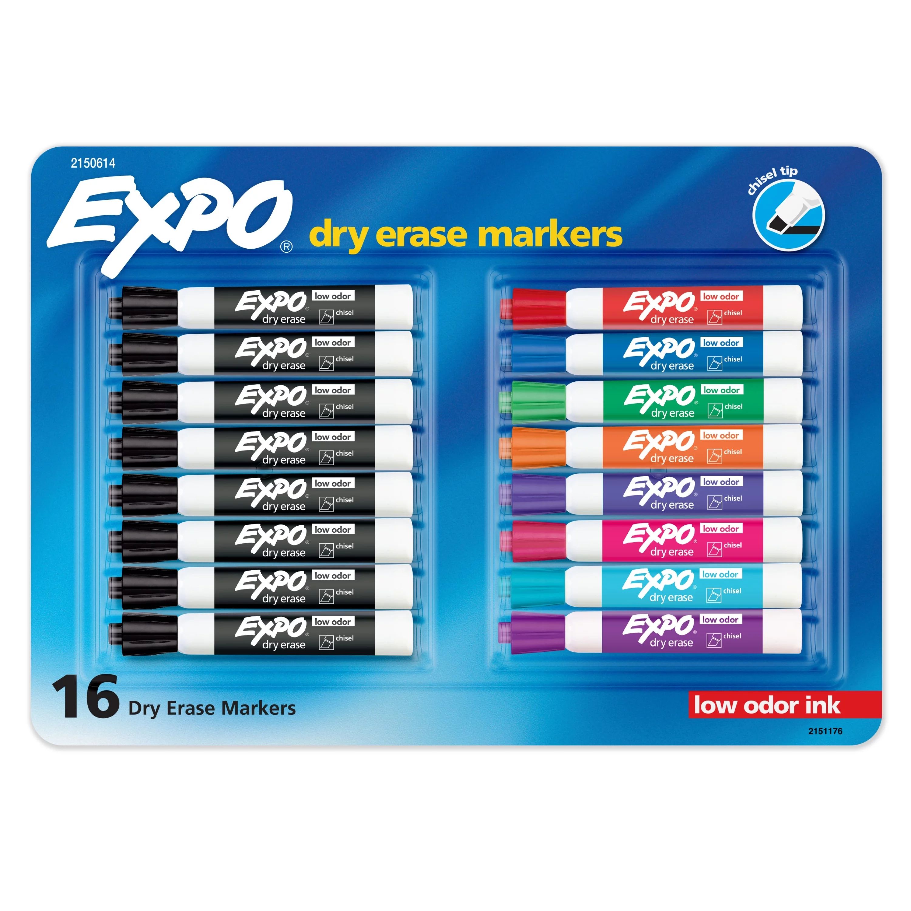 EXPO Low Odor Dry Erase Markers, Chisel Tip, Assorted Colors, 16 Count - Walmart.com | Walmart (US)