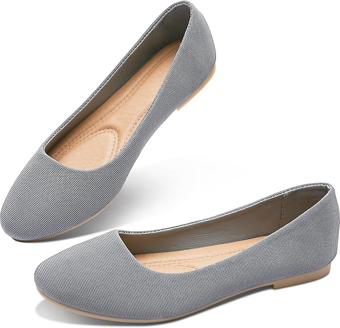 Obtaom Round Toe Women Flat Shoes Slip on Girls Dress Black Ballet Flats | Amazon (US)