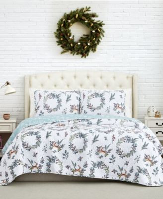 Happy Holidays Oversized Reversible 3 Piece Quilt Set Collection | Macys (US)