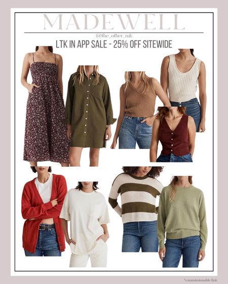 LTK sale - madewell sale - fall dress - midsize fall fashion - fall vest - workwear - sweater - basic tee - closet staples 

#LTKsalealert #LTKmidsize #LTKSale