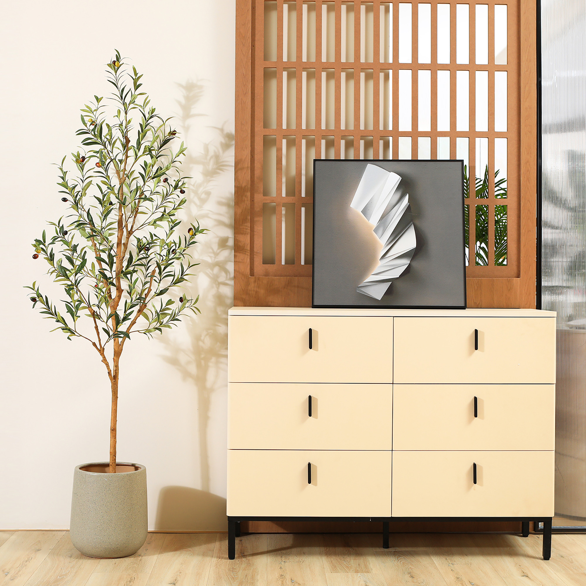 6FT Artificial Olive Tree with Fruits and Wood Branches, Plant in Black Plastic Pot. DR.Planzen | Walmart (US)