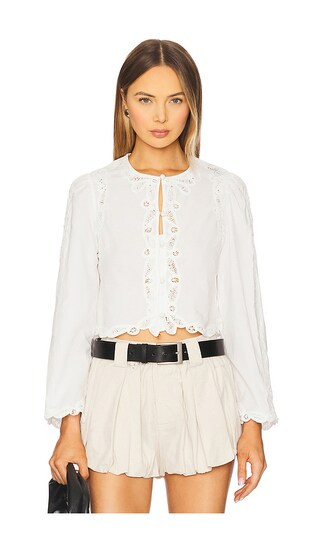 Elke Soutache Long Sleeve Blouse in White | Revolve Clothing (Global)
