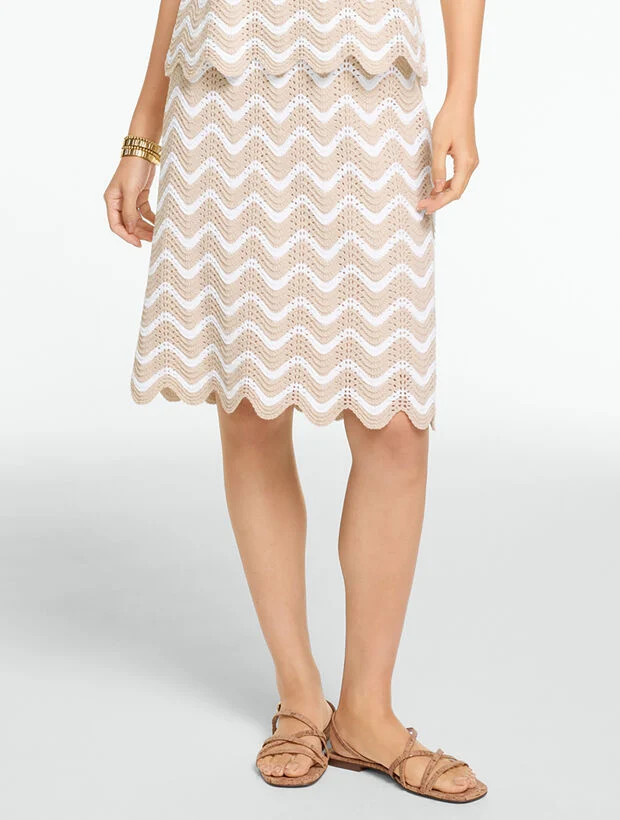 Cotton Crochet Pencil Skirt - Stripe | Talbots