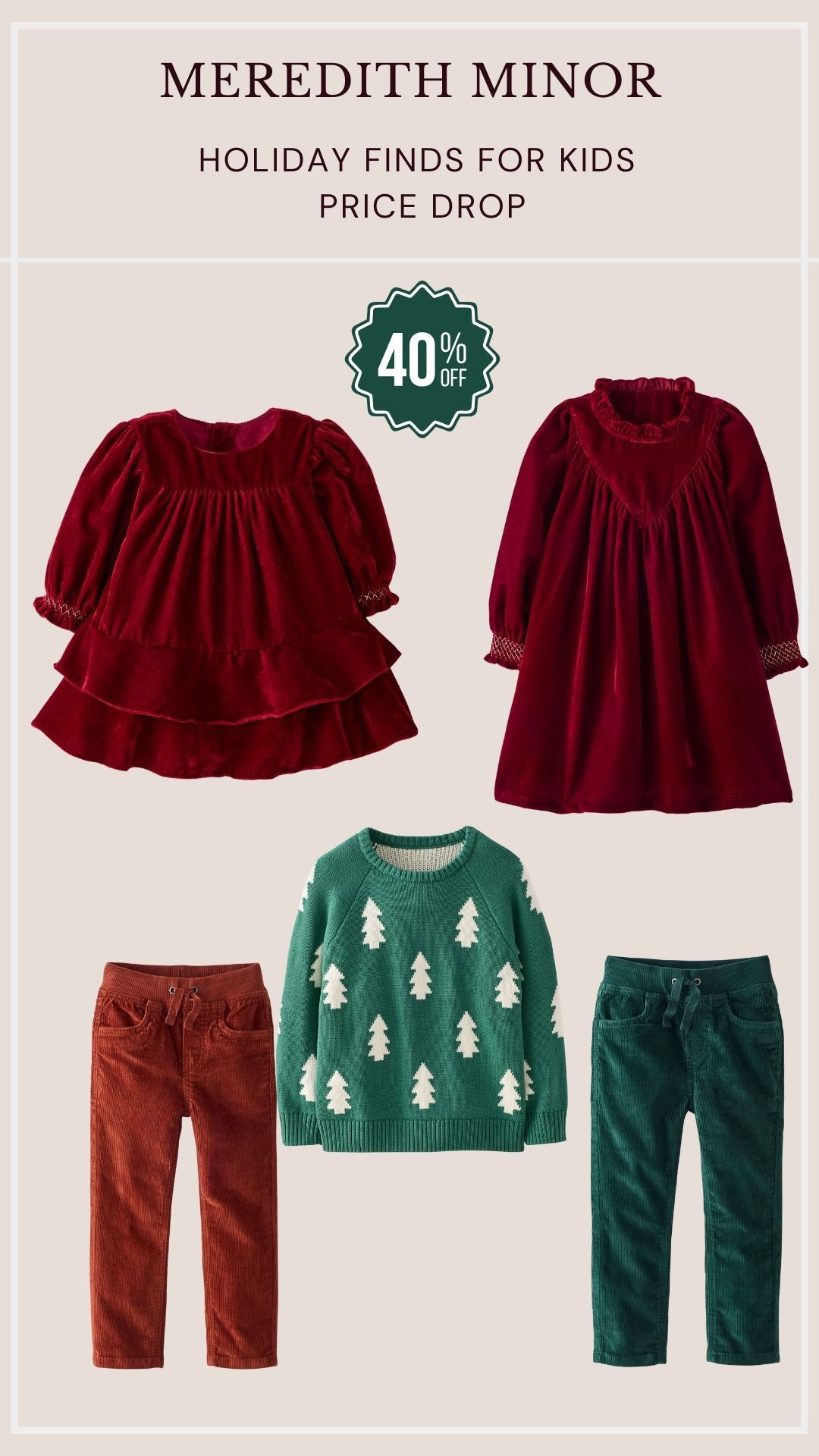 ✨ Holiday Outfit Drop! ✨
These kids’ looks just went 40% off and I’m obsessed — classic, cozy, and totally screenshot-worthy for photos or holiday parties. If you’ve been eyeing matching sibling outfits or something cute for those Santa pics… now’s the moment.

I saved all my favorites in one spot for you — tap to shop before sizes disappear! 🎄🛷✨

#LTKKids #LTKHoliday #LTKFindsUnder50