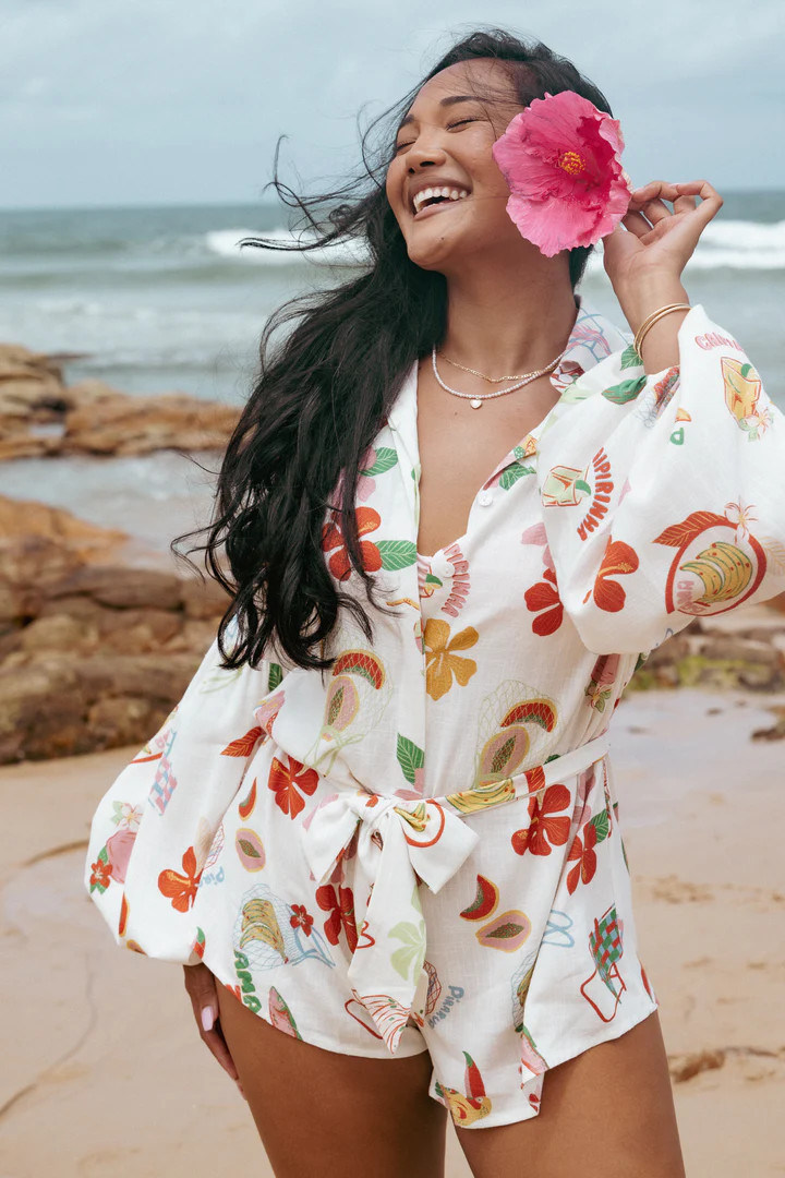 Jillia Long Sleeve Playsuit - Alfresco | Petal & Pup (US)