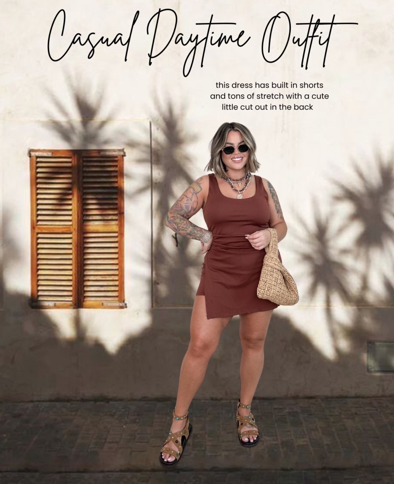 Dress is actually a romper. I’m wearing xl but it’s big def would do a L instead. Perfect for a casual day time look on vacation. 

#amazon #spring #vacation #spring 