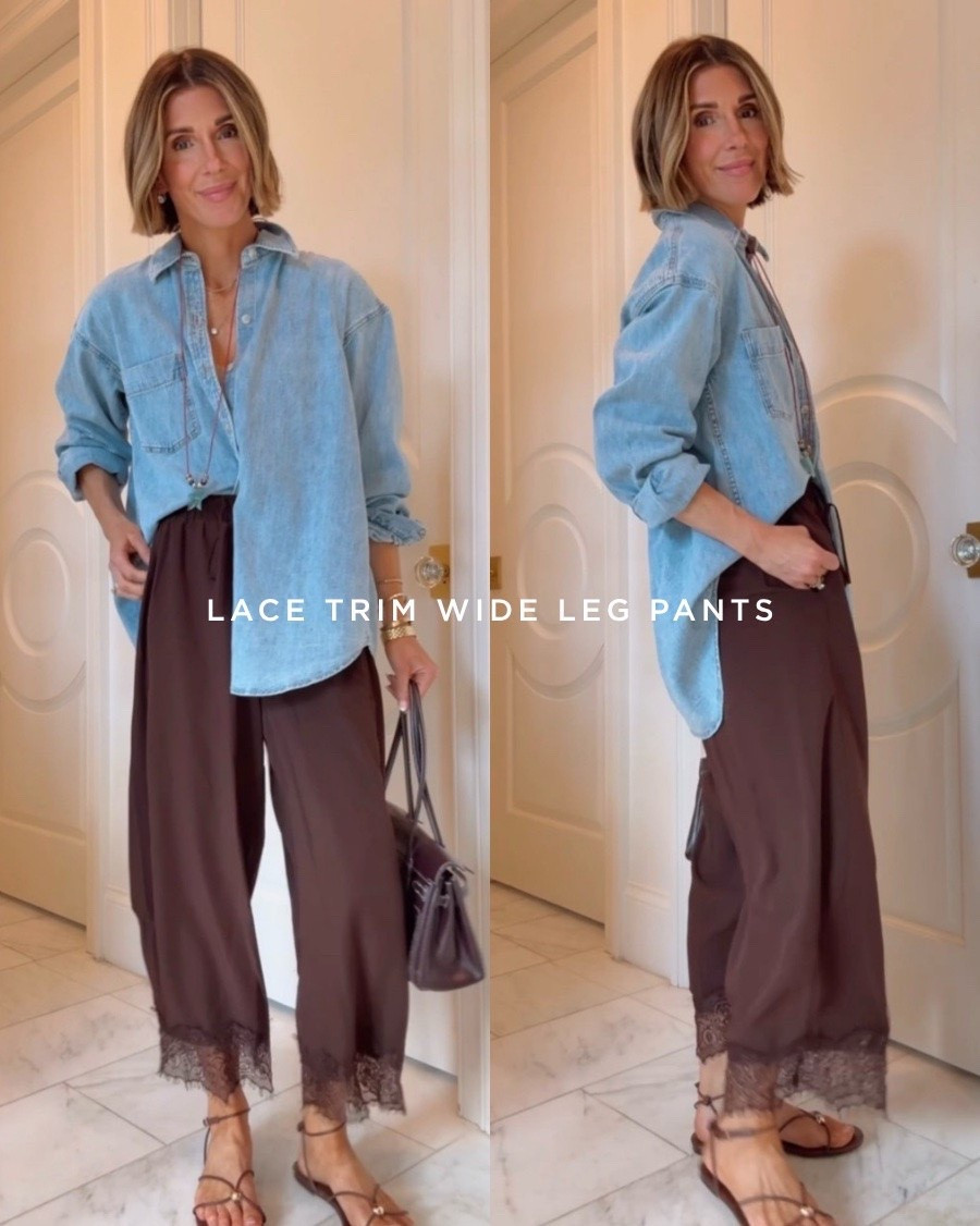 These lace trim wide leg pants are so chic! They look designer but are under $35.

#LTKootd #LTKSeasonal