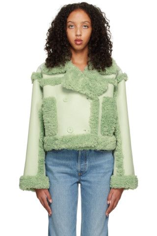 SSENSE Exclusive Green Kristy Faux-Shearling Jacket | SSENSE