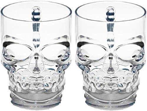 Circleware Skull Face Beer Mug Drinking Glasses with Handle, Set of 2, Heavy Base Funny Entertain... | Amazon (CA)