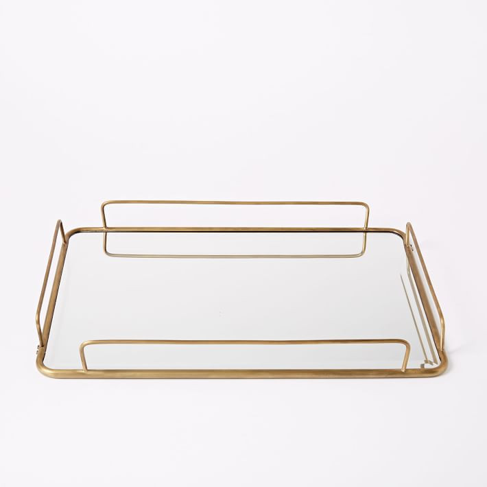Fishs Eddy Gilded Cafe Brass Mirror Tray | West Elm (US)