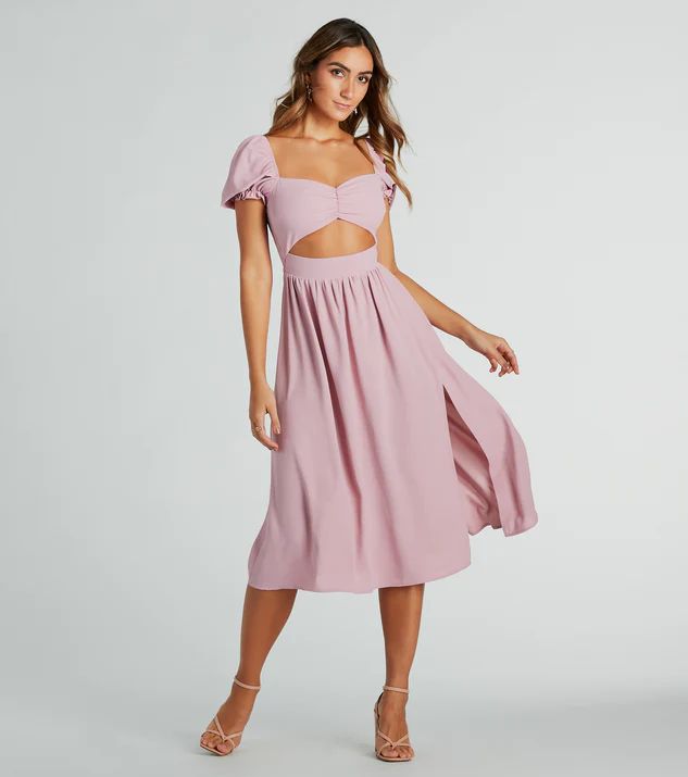 Adorable Factor Chiffon Sweetheart Midi Dress | Windsor Stores