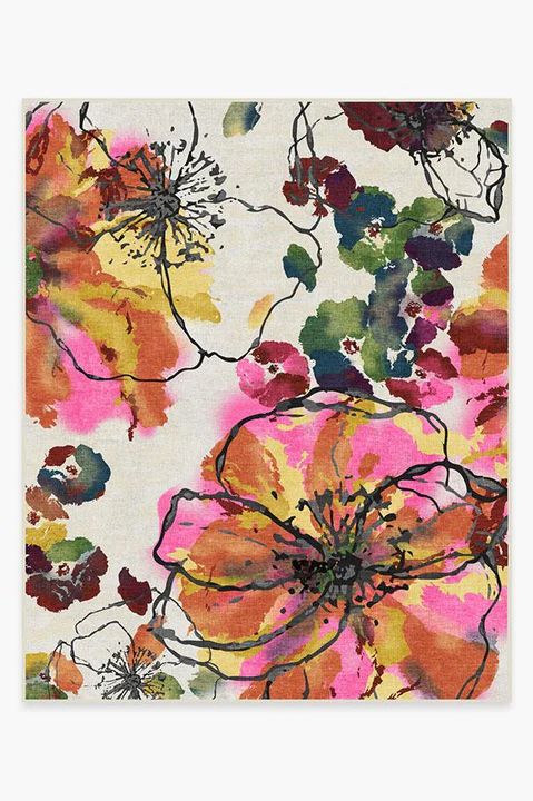Watercolor Floral Multicolor Rug | Ruggable