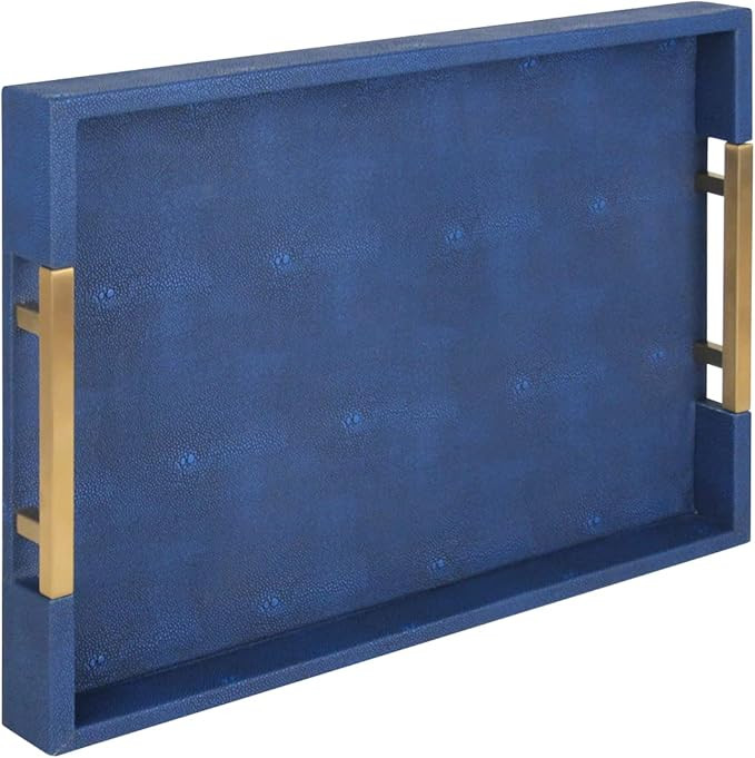 Home Redefined Modern Elegant 18”x12” Rectangle Navy Blue Rectangle Shagreen Decorative Ottom... | Amazon (US)