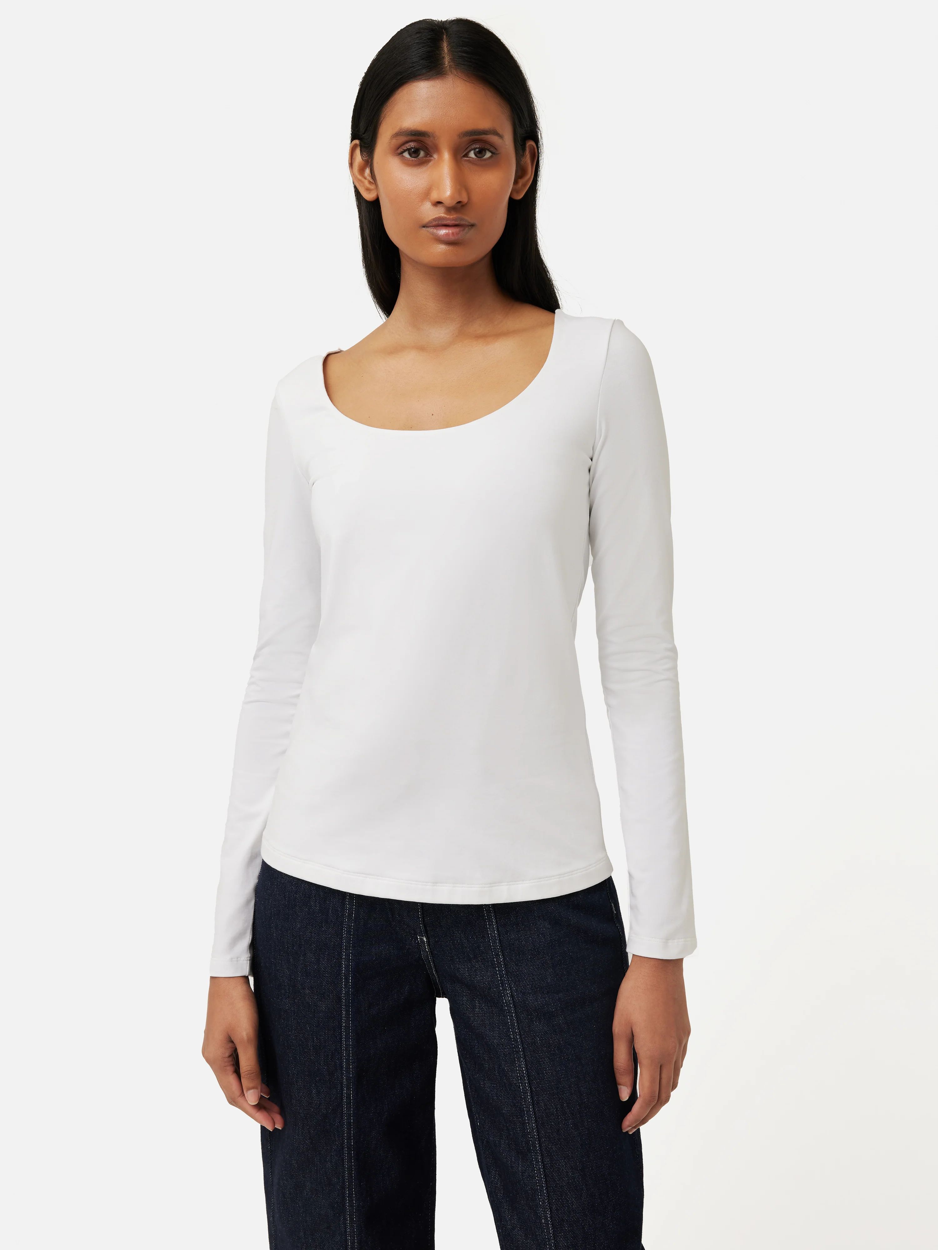 Double Front Ballet Neck Top | White | Jigsaw (UK)