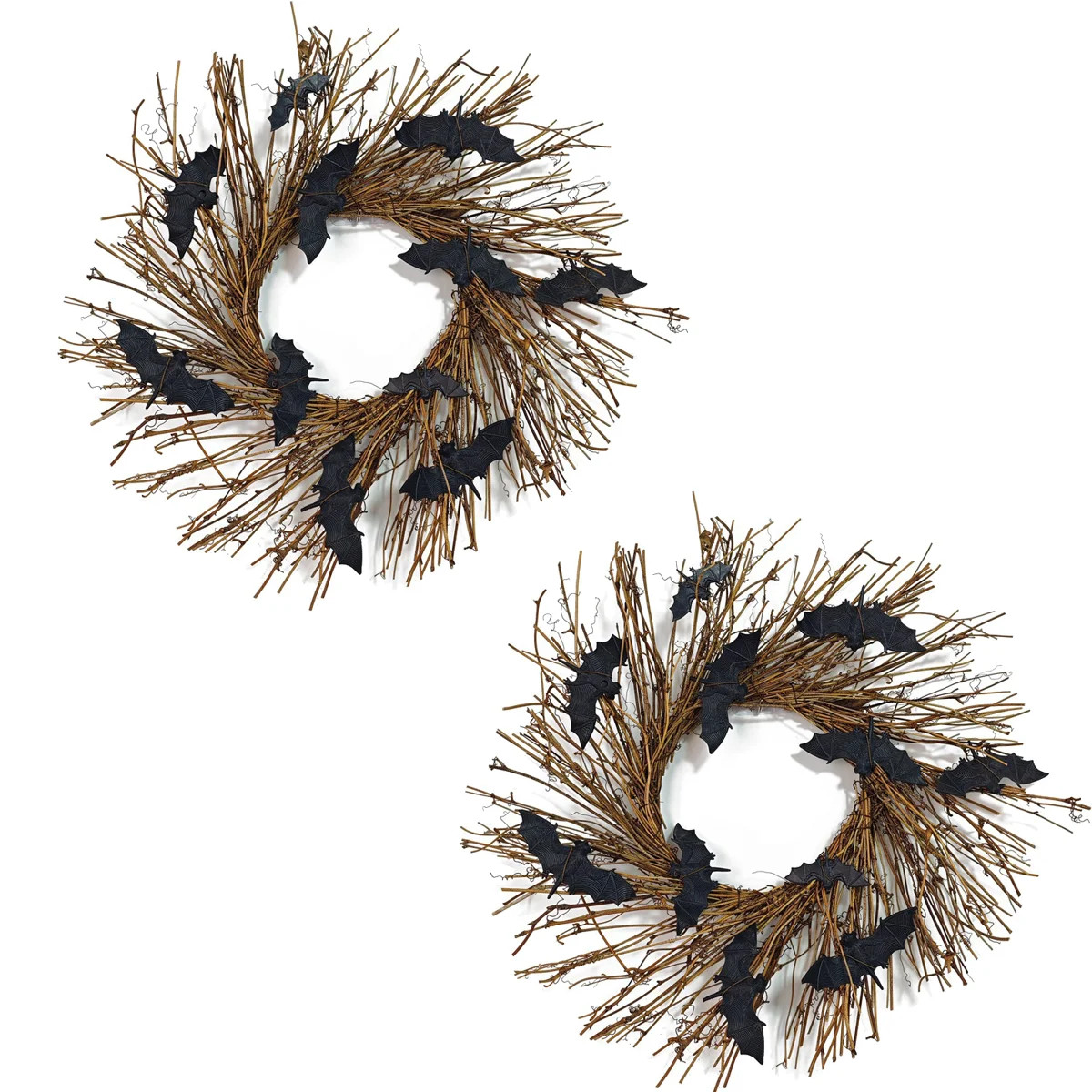 Set of 2 Halloween Bats Wreath 18 Inch, Handmade Black Grapevine Twig Wreath with  Bats & Branche... | Wayfair North America