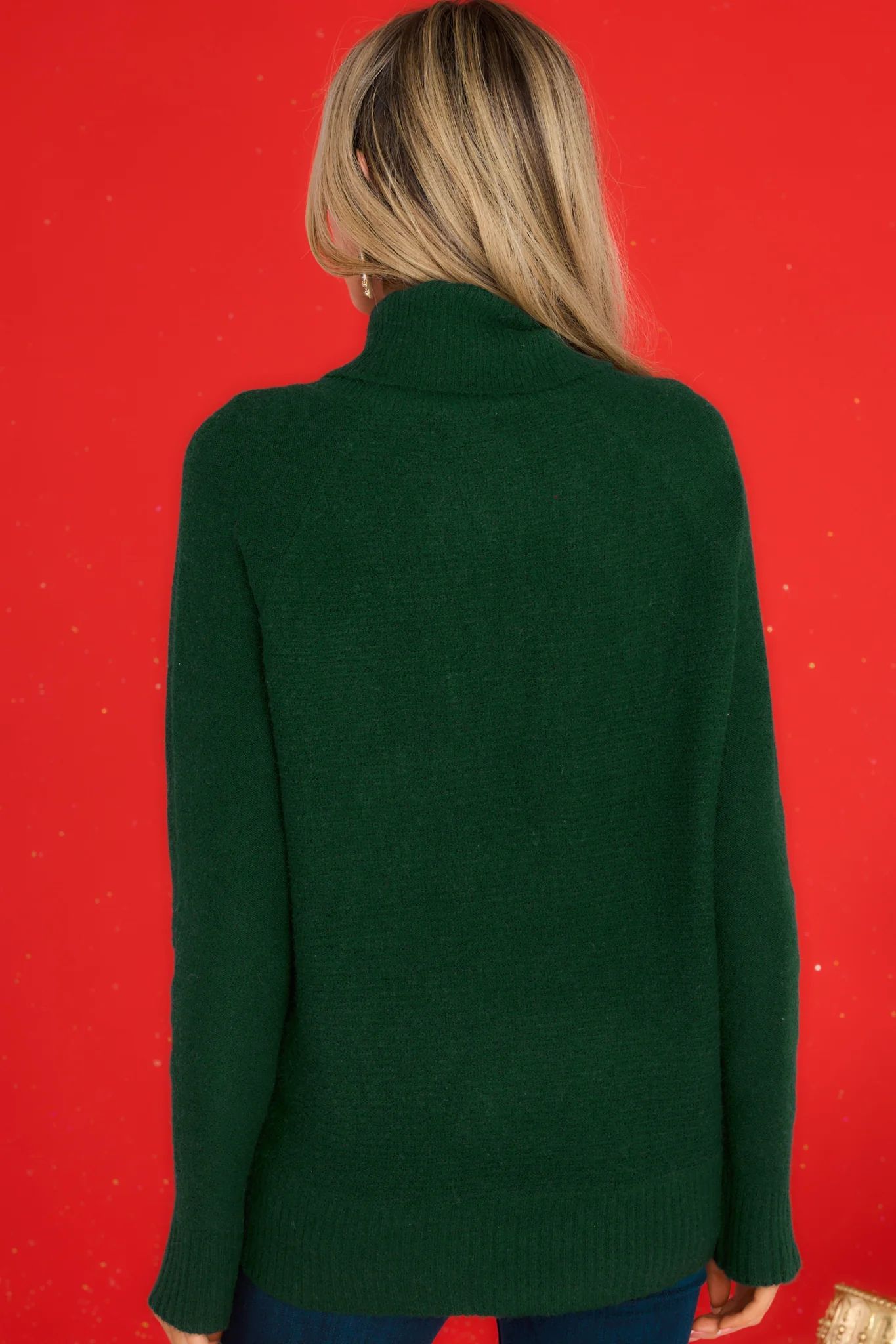 So Unbothered Hunter Green Sweater | Red Dress 