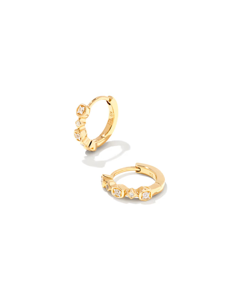 Davie 18k Gold Vermeil Trio Huggie Earrings in White Sapphire | Kendra Scott