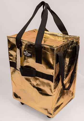Metallic Rolling Shopping Tote with Handles Perfect Shopping Bag on Wheels for Women, Mothers, Families, Grandmas - Bag on Wheels for Easy Transportation - 4 Colors-Umber, Silver, Gold, Black (Gold) | Amazon (US)