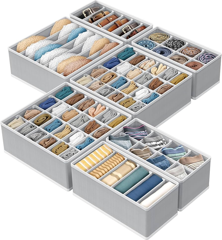 Simple Houseware Closet Underwear Organizer Drawer Divider Assorted 7 Pieces, Gray | Amazon (US)