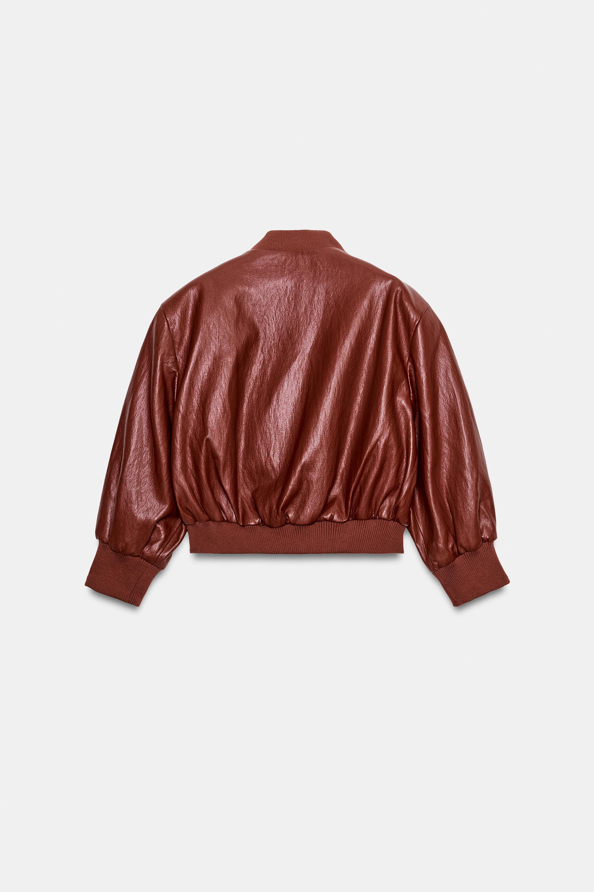 FAUX LEATHER BOMBER JACKET WITH SHOULDER PADS | Zara US