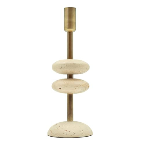 NEXOTIQUE Marble Candlestick Holders, Taper Candle Holder for Table Candles White Candelabra Candle Holders for Console Tabale, Wedding Centerpiece, Cozy Home Decor, Travertine, 10'' | Amazon (US)
