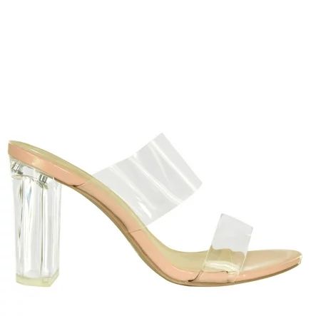 MORRY-11 Transparent Double Strap Patent Lucite Block Heels | Walmart (US)