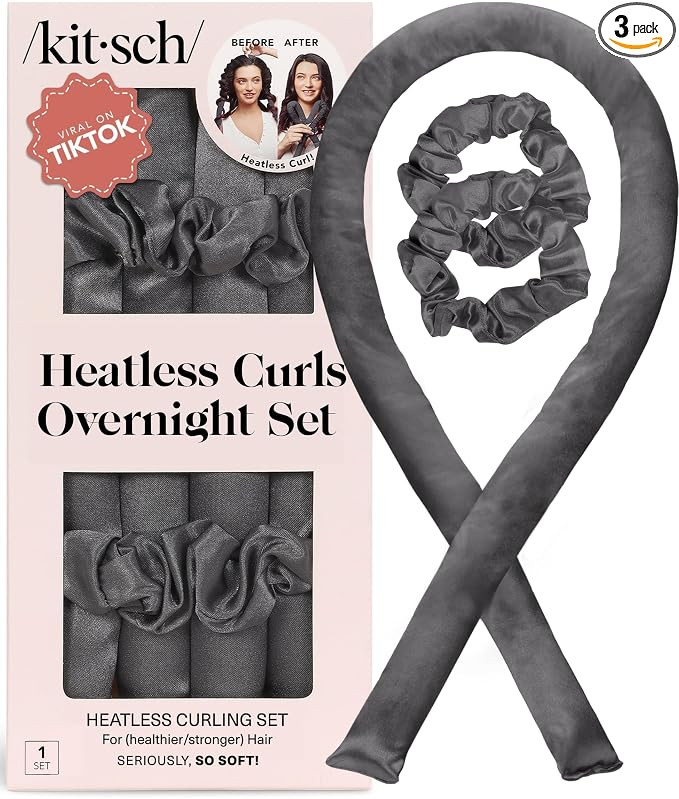 Kitsch Satin Heatless Curlers Set – Heatless Curls Overnight with 34" Hair Curler & 2 Satin Scr... | Amazon (US)