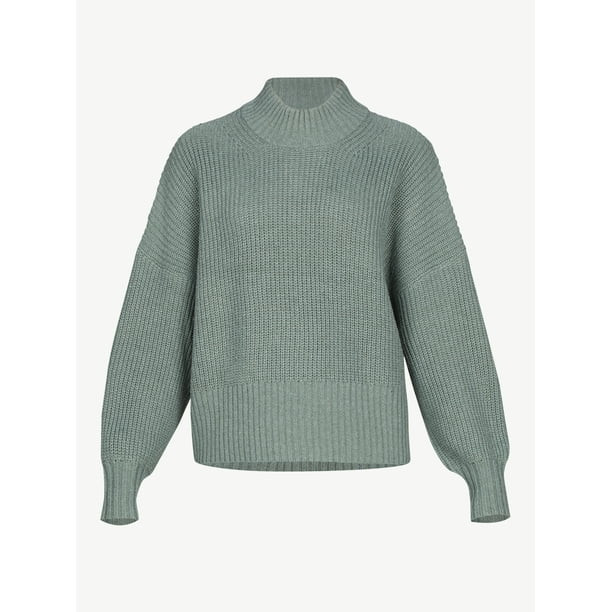 Free Assembly Women's Oversized Mock Neck Sweater - Walmart.com | Walmart (US)