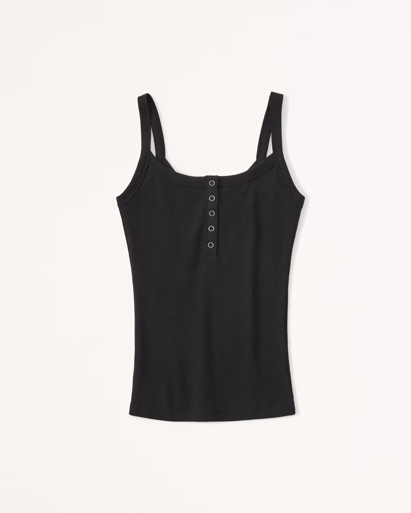 Women's Essential Rib Tuckable Henley Tank | Women's Tops | Abercrombie.com | Abercrombie & Fitch (US)