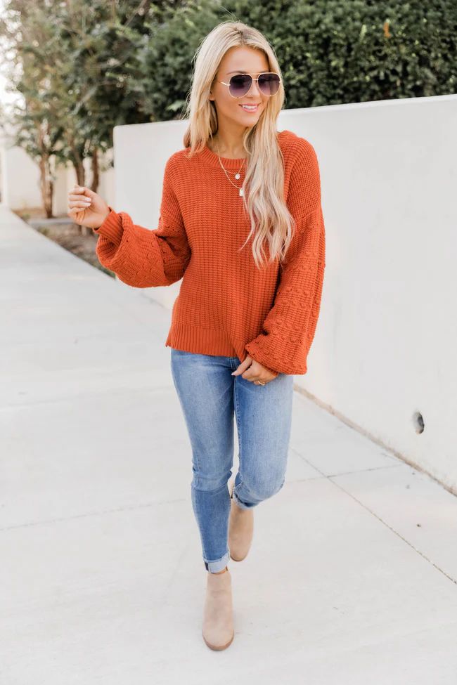 See You Around Knit Orange Sweater | The Pink Lily Boutique