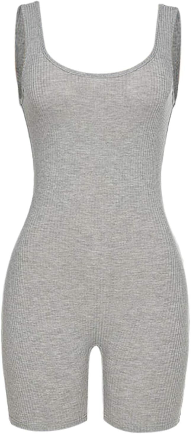 Challyhope Womens Solid Fashion Suspender Slim Casual Rompers Sexy Bandage Lapel Tight Short Pant... | Amazon (US)