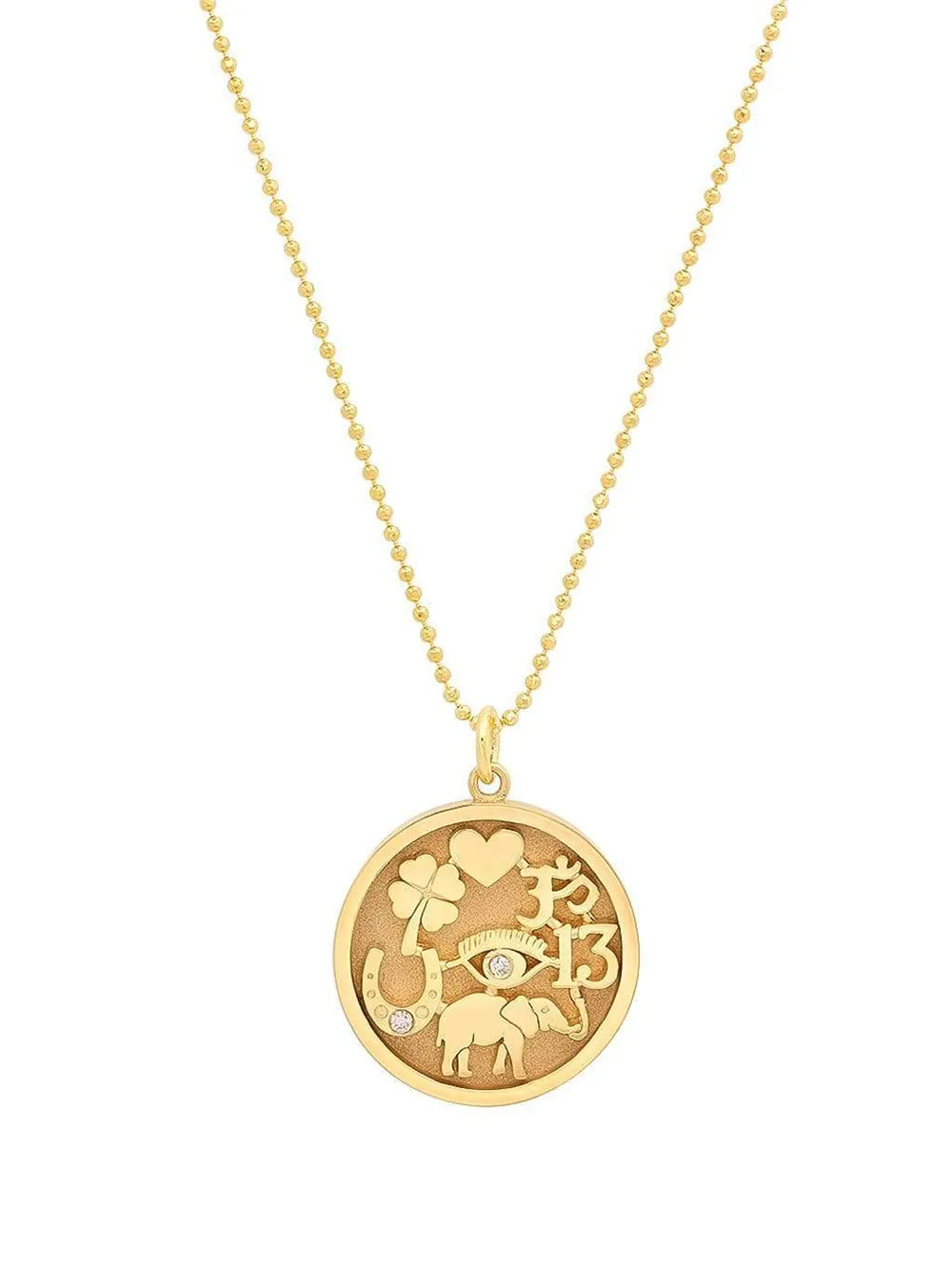 18kt yellow gold diamond Good Luck necklace | Farfetch Global
