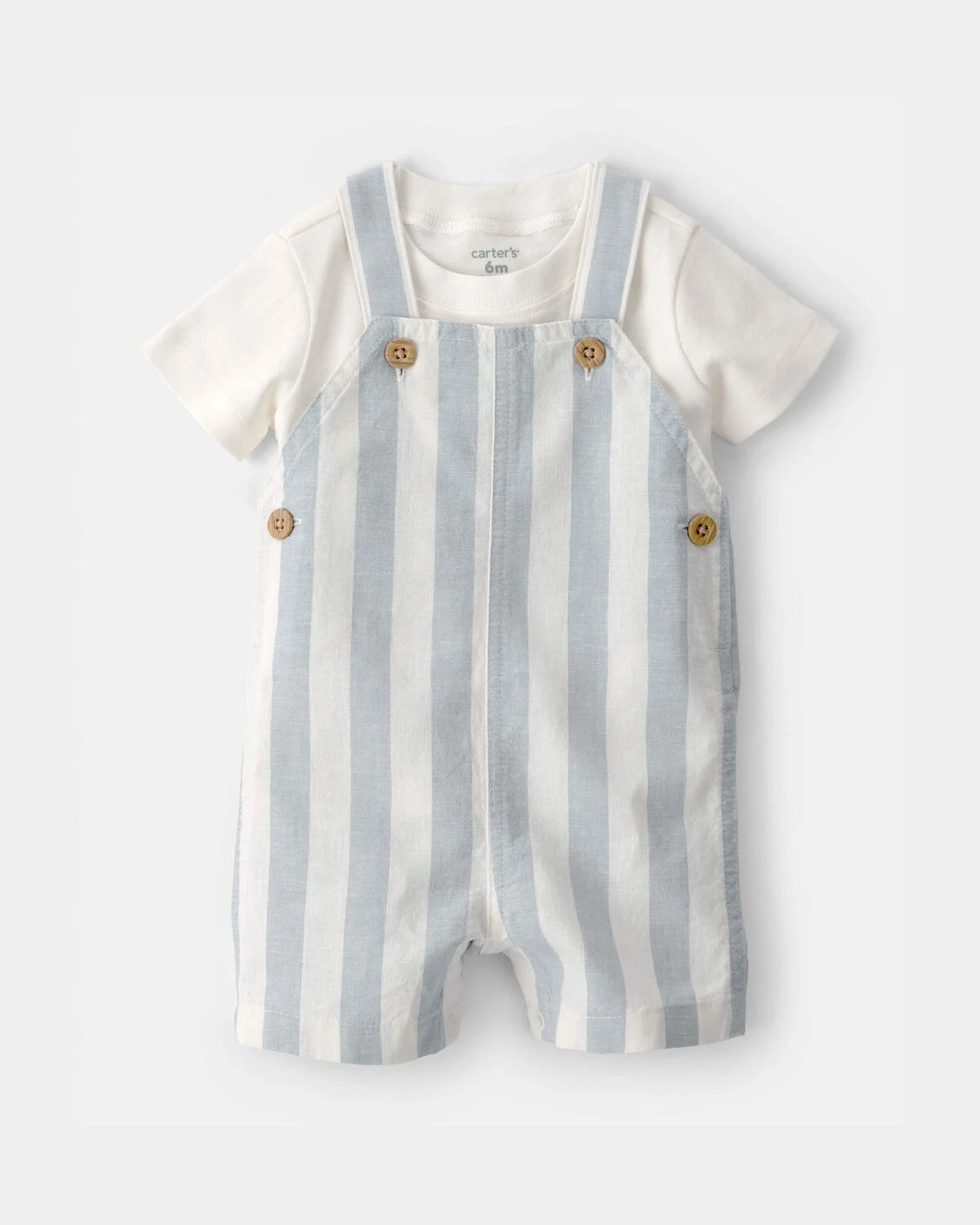 Baby Boy 2-Piece Stripe Romper Set - Blue/Ivory | Carter's | Carter's Inc