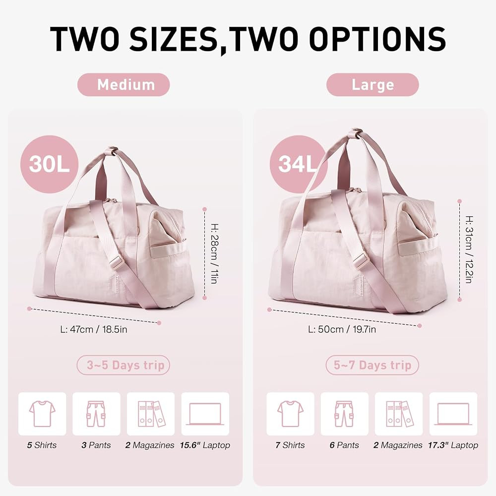 BAGSMART Gym Bag for Women, Carry on Weekender Overnight Bag, Travel Duffel Bags with Trolley Sle... | Amazon (US)