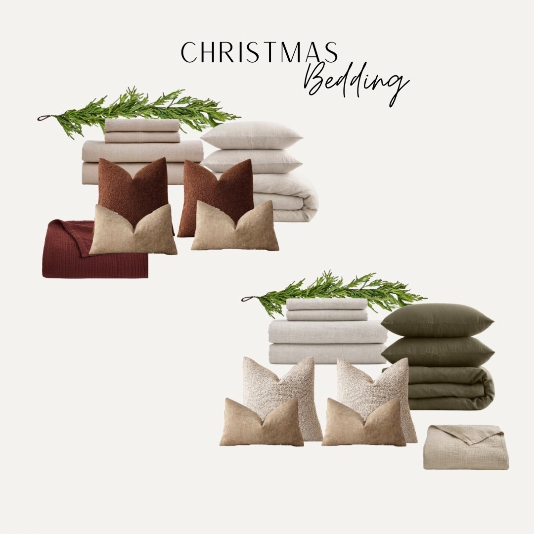 Christmas bedding combinations 🎄✨ Quince discount: INFG-25FAMDCOR10
Throw pillow colors: 
1- Coconut shell & starfish
2-Oatmeal & starfish

#LTKHoliday #LTKHome #LTKSeasonal