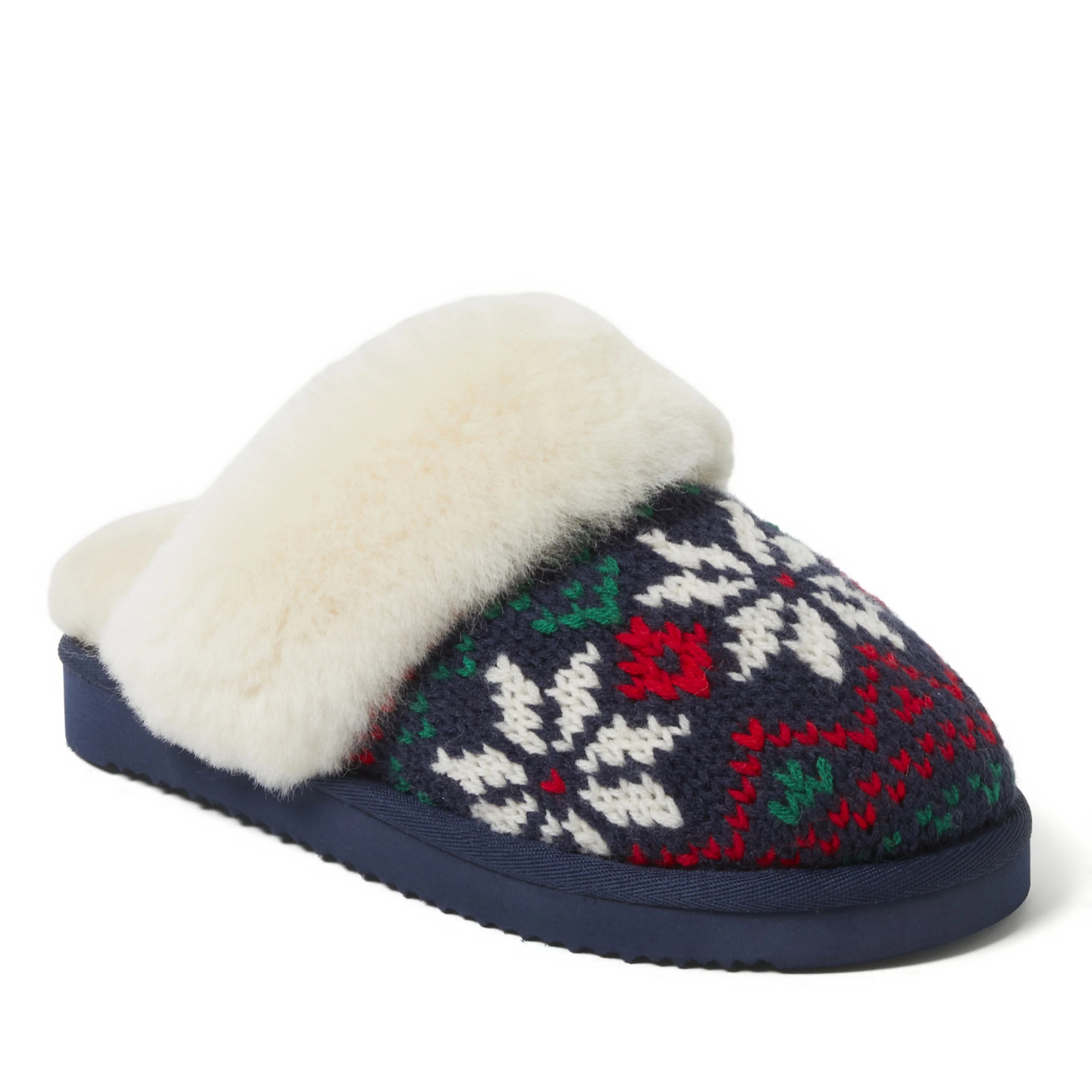 Fireside by Dearfoams Women's Sydney Holiday Fair Isle Genuine Shearling Scuff Slipper | Walmart (US)