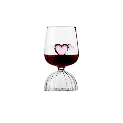 Romantic Heart Shaped Crystal Red Wine Glasses, Pink Love Glass Goblet, Creative Cocktail Drinking Glasses Elegant for Wedding and Valentine's Day Parties(350ml/2pcs) | Amazon (US)
