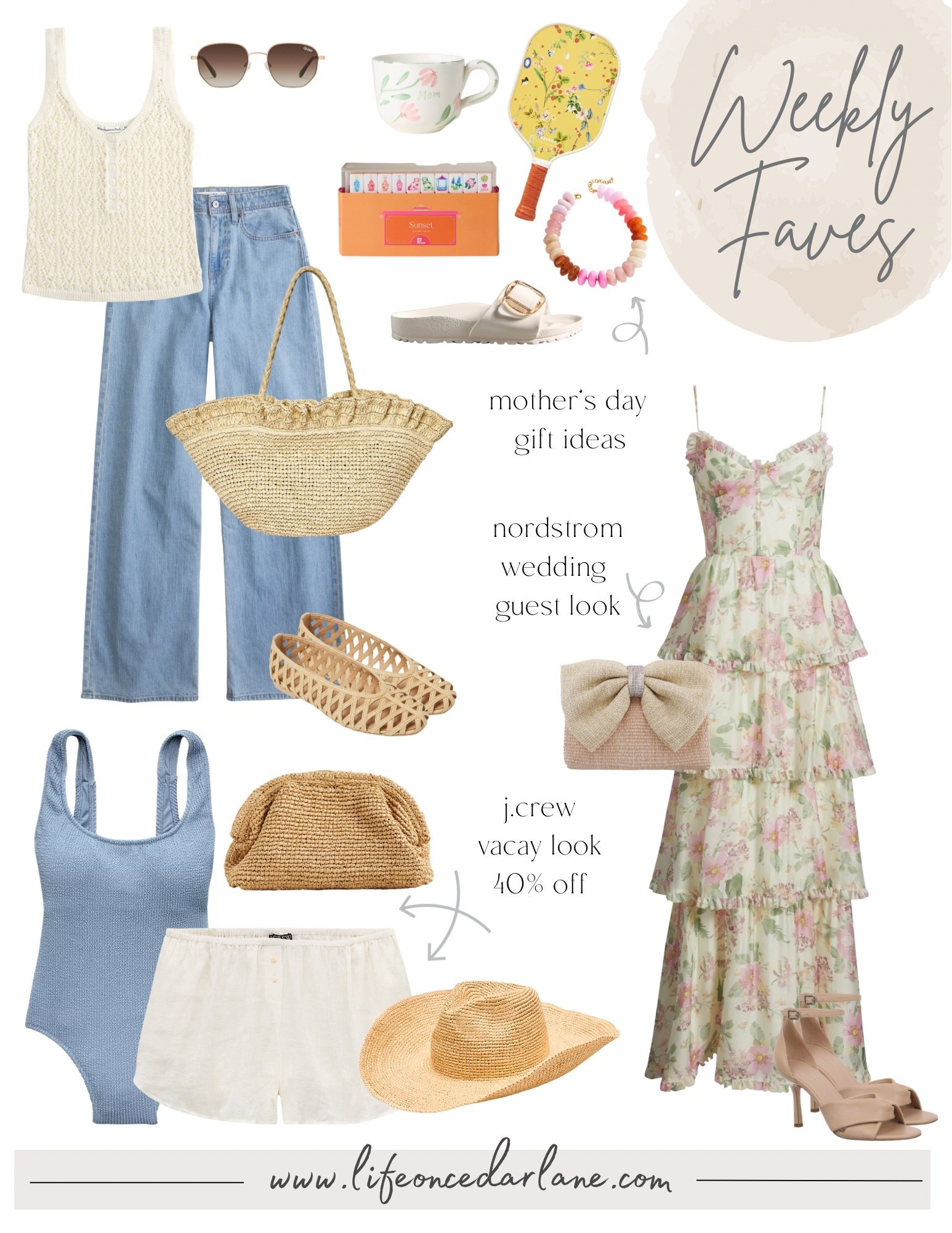 Weekly Faves- check out what we are loving! From new arrivals, sales, fashion and more! Loving this  vacay look on sale from J. Crew, Nordstrom wedding guest look & Mother’s Day finds from Anthro!


#LTKmomlife #LTKSwim #LTKSaleAlert