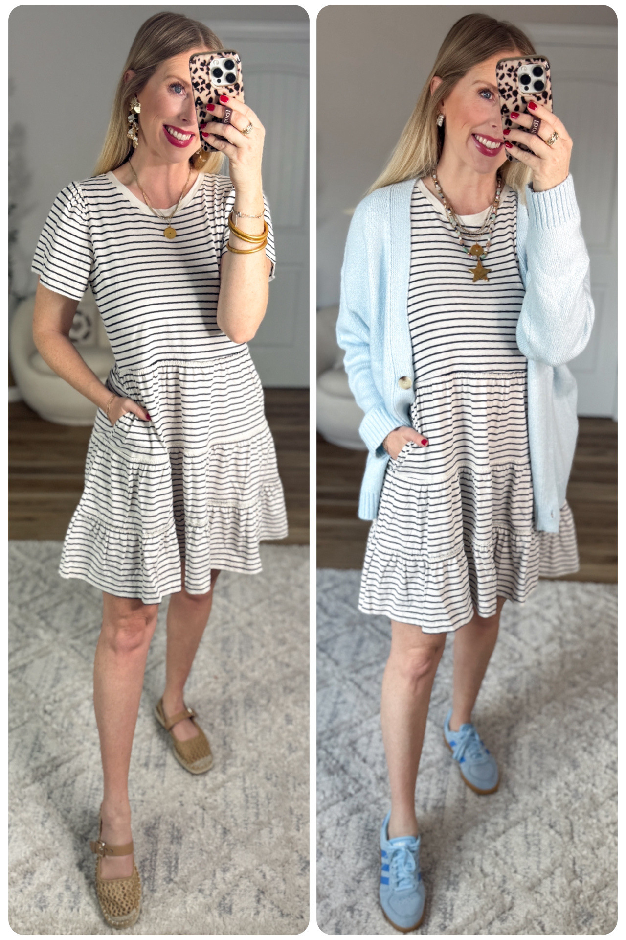 2 ways to style this striped Tshirt dress from Walmart! 

#LTKootd #LTKWorkwear