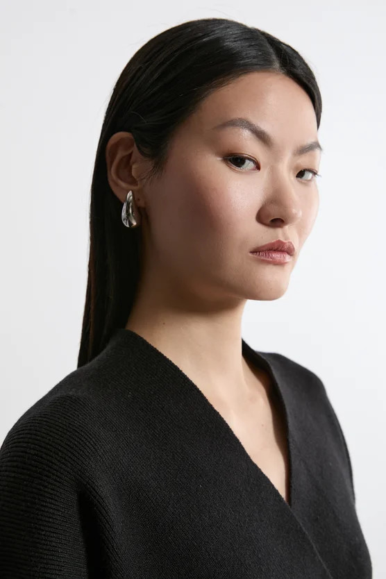 Wool Look Compact Stitch Wrap Knit Top | Karen Millen UK + IE + DE + NL