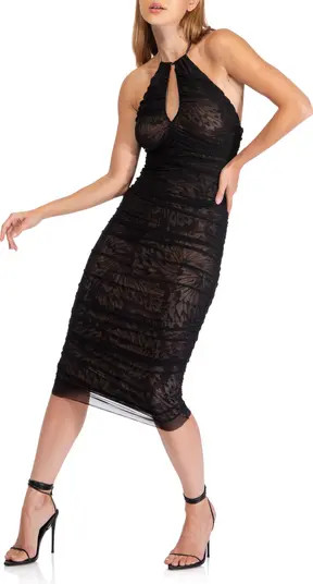 AFRM Dale Mesh Overlay Halter Dress | Nordstrom | Nordstrom